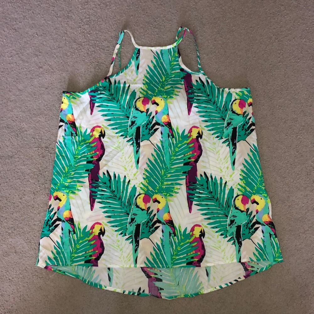 tropical bird print tank top
